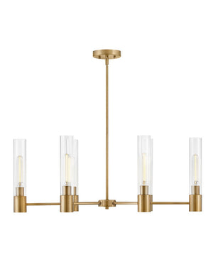 Berie 34" Six Lights Small Linear Chandelier, Lacquered Brass