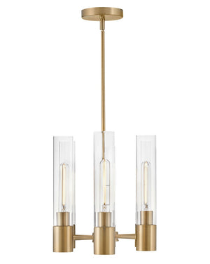 Berie 34" Six Lights Small Linear Chandelier, Lacquered Brass