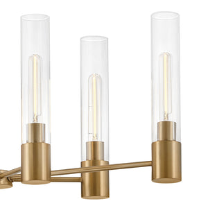 Berie 34" Six Lights Small Linear Chandelier, Lacquered Brass