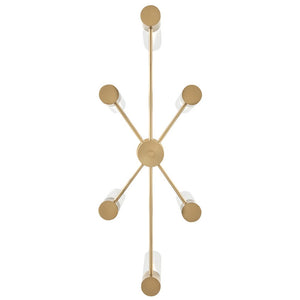 Berie 34" Six Lights Small Linear Chandelier, Lacquered Brass