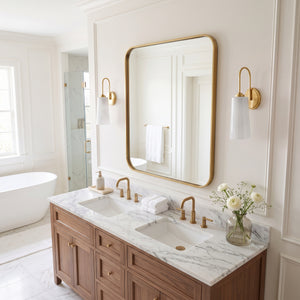 Paar 5" Medium Single Light Vanity, Distressed Brass