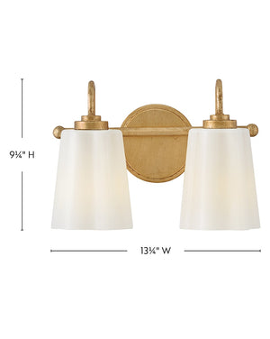 Paar 13" Two Lights Small Vanity, Distressed Brass