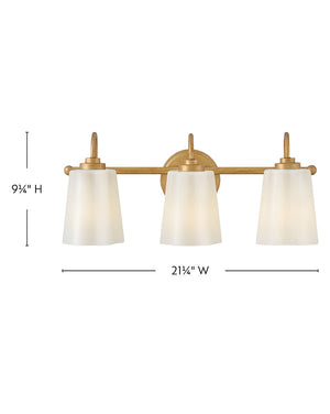 Paar 21" Three Lights Medium Vanity, Distressed Brass