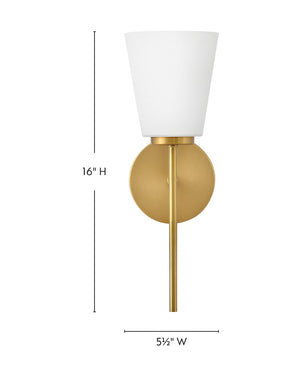 Laion 5" Medium Single Light Vanity, Lacquered Brass