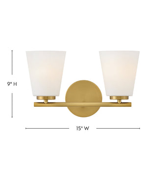 Laion 15" Two Lights Small Vanity, Lacquered Brass
