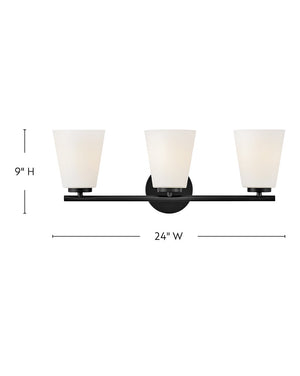 Laion 24" Three Lights Medium Vanity, Black