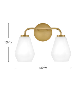 Maiel 15" Two Lights Small Vanity, Lacquered Brass