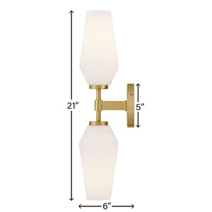 Maiel 5" Two Lights Large Sconce, Lacquered Brass