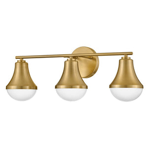 Naiel 24" Three Lights Medium Vanity, Lacquered Brass