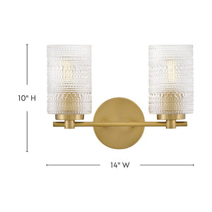 Alwyn 14" Two Lights Small Vanity, Lacquered Brass