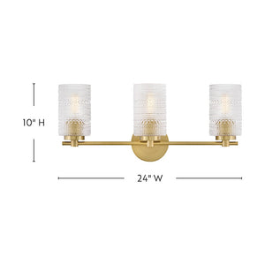 Alwyn 24" Three Lights Medium Vanity, Lacquered Brass