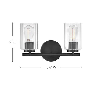 Quara 14" Two Lights Small Vanity, Black