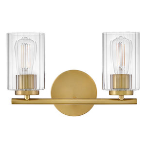 Quara 14" Two Lights Small Vanity, Lacquered Brass