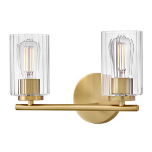 Quara 14" Two Lights Small Vanity, Lacquered Brass