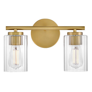 Quara 14" Two Lights Small Vanity, Lacquered Brass