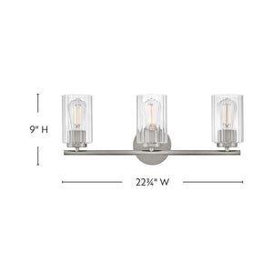 Quara 23" Three Lights Medium Vanity, Brushed Nickel