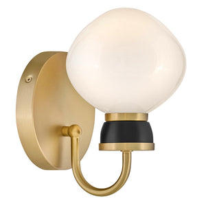 Saton 6" Small Single Light Sconce, Lacquered Brass / Black