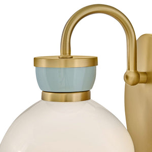 Saton 6" Small Single Light Sconce, Lacquered Brass / Seafoam