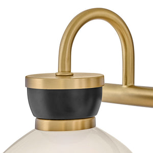 Saton 25" Three Lights Medium Vanity, Lacquered Brass / Black