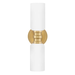 Haette 5" Two Lights Medium Sconce, Lacquered Brass / Cased Opal Glass