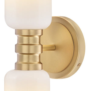 Haette 5" Two Lights Medium Sconce, Lacquered Brass / Cased Opal Glass