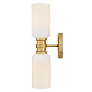 Haette 5" Two Lights Medium Sconce, Lacquered Brass / Cased Opal Glass