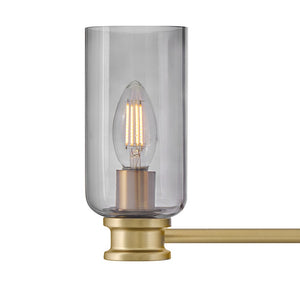 Haette 24" Three Lights Medium Vanity, Lacquered Brass / Smoke Glass