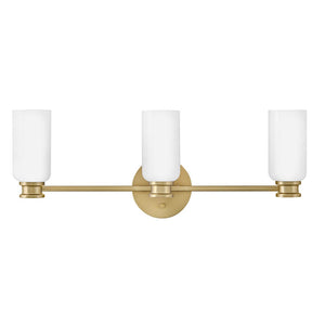 Haette 24" Three Lights Medium Vanity, Lacquered Brass / Cased Opal Glass