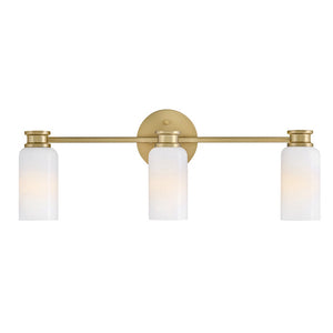 Haette 24" Three Lights Medium Vanity, Lacquered Brass / Cased Opal Glass