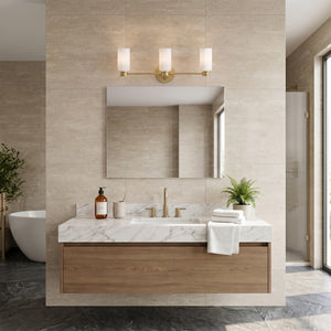 Haette 24" Three Lights Medium Vanity, Lacquered Brass / Cased Opal Glass