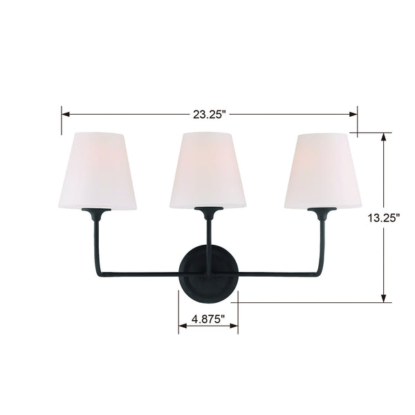 Sylvain 23.25" Three Light Bathroom Vanity, Black Forged