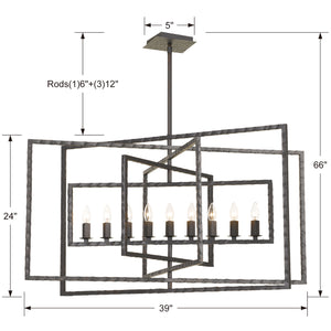Sorrento 39'' Nine Light Chandelier, Raw Steel Alt 5.jpg