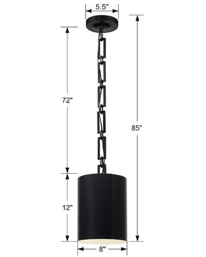 Adair 8'' One Light Mini Chandelier, Matte Black / White Alt 4.jpg