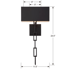 Adair 11.5'' Two Light Wall Sconce, Matte Black / White - Alternate Product Image 3.jpg