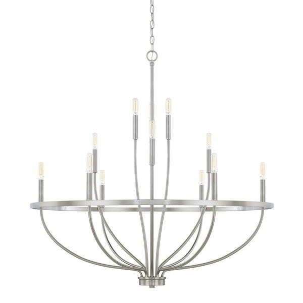 Adelaide 40" 12 Light Chandelier, Brushed Nickel