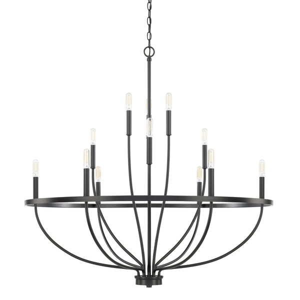 Adelaide 40" 12 Light Chandelier, Matte Black