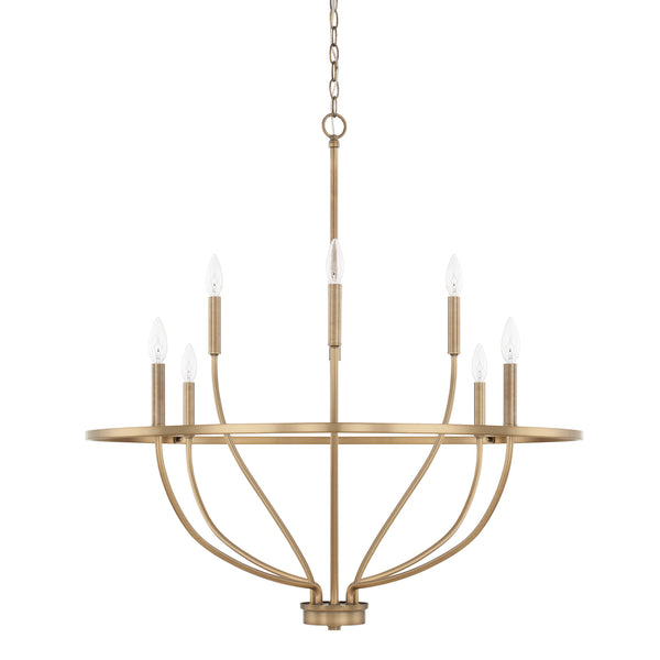 Adelaide 34" Eight Light Chandelier, Aged Brass