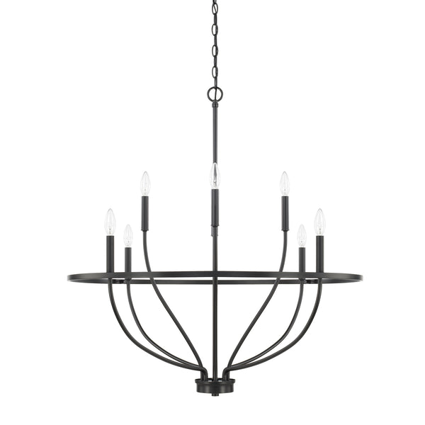 Adelaide 34" Eight Light Chandelier, Matte Black