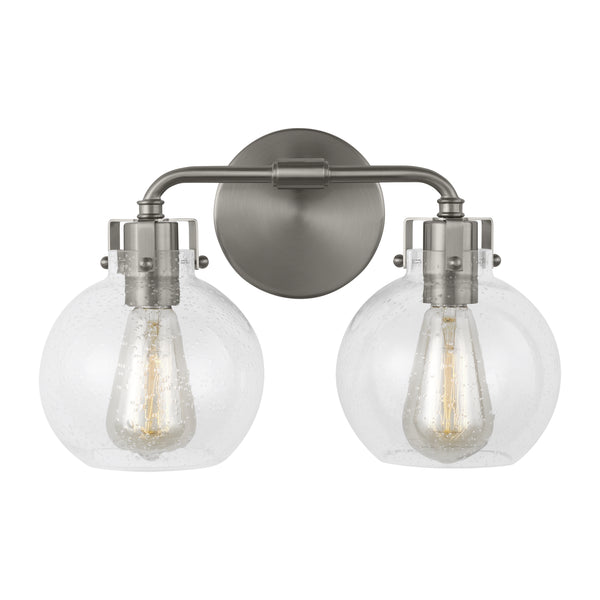 Clara 14.75" Two Light Vanity, Satin Nickel