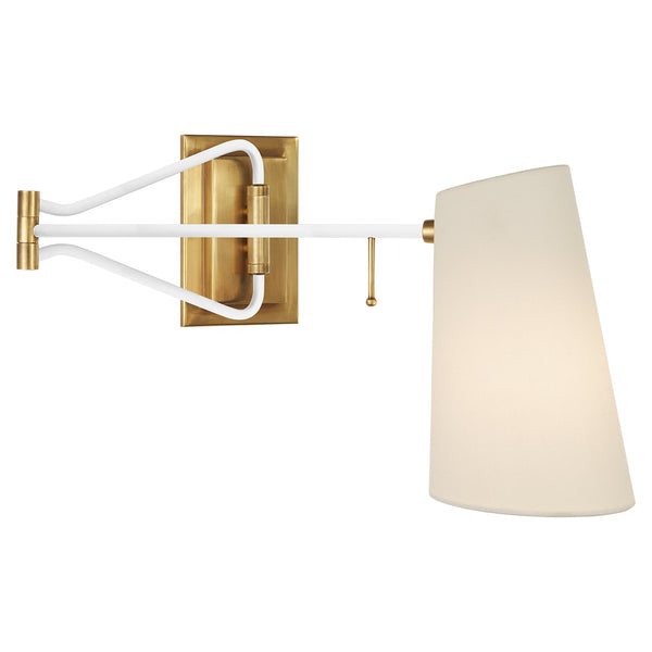 Keil 17" One Light Wall Sconce, Hand-Rubbed Antique Brass and White