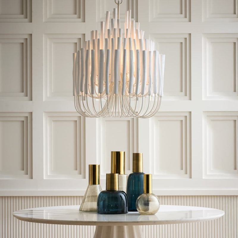 Myrene 21" Five Lights Chandelier, Whitewashed Wood
