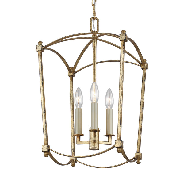 Thayer 12" Three Light Lantern, Antique Gild