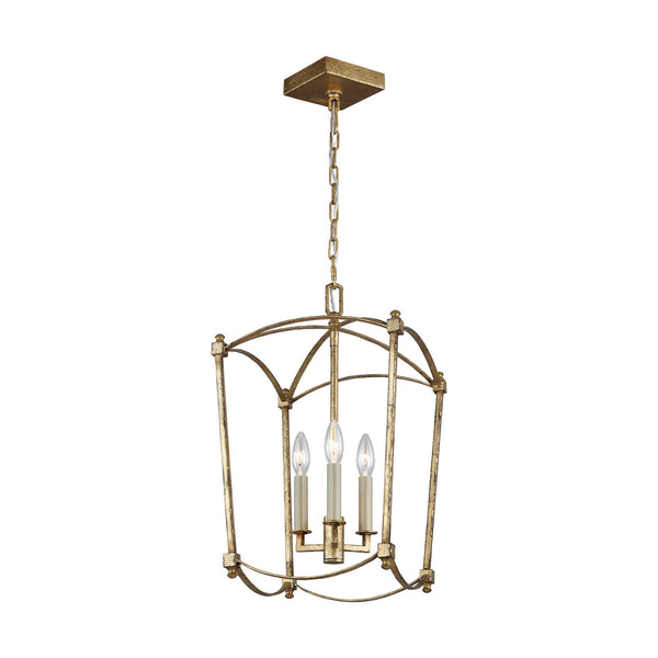 Thayer 12" Three Light Lantern, Antique Gild