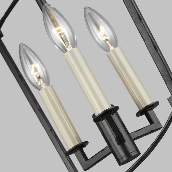 Thayer 12" Three Light Lantern, Smith Steel