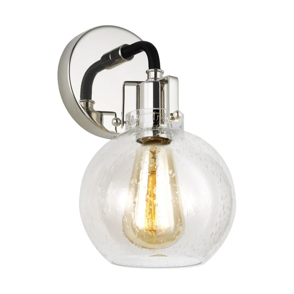 Clara 6.25" One Light Wall Sconce, Polished Nickel/Textured Black