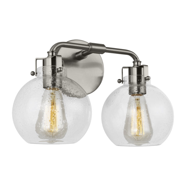 Clara 14.75" Two Light Vanity, Polished Nickel/Textured Black