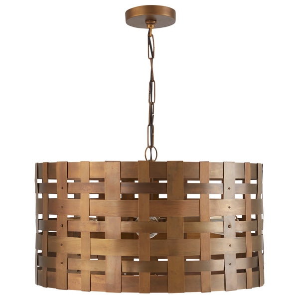 Barrett 22" Four Light Pendant, Patinaed Brass