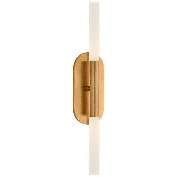 Rosseau 4.25" LED Wall Sconce, Antique-Burnished Brass with Etched Crystal