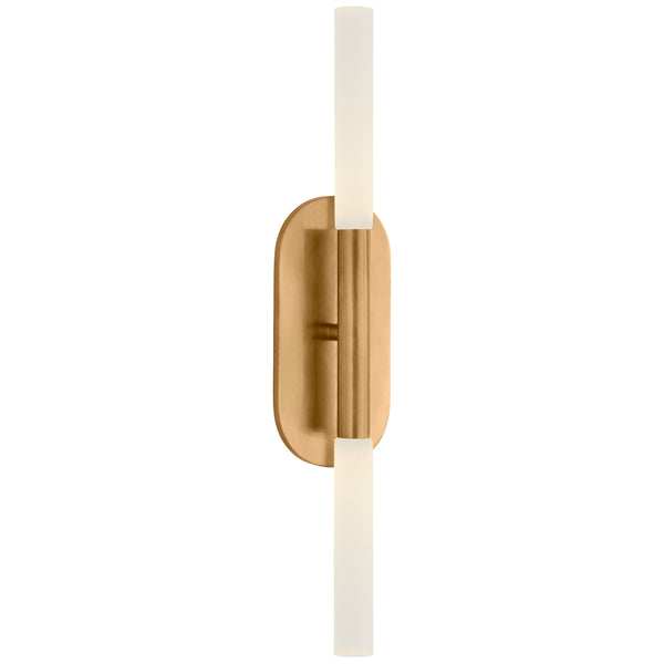 Rosseau 4.25" LED Wall Sconce, Antique-Burnished Brass with Etched Crystal