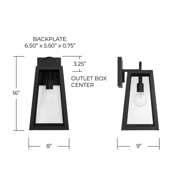 Layton 8" One Light Outdoor Wall Lantern, Black
